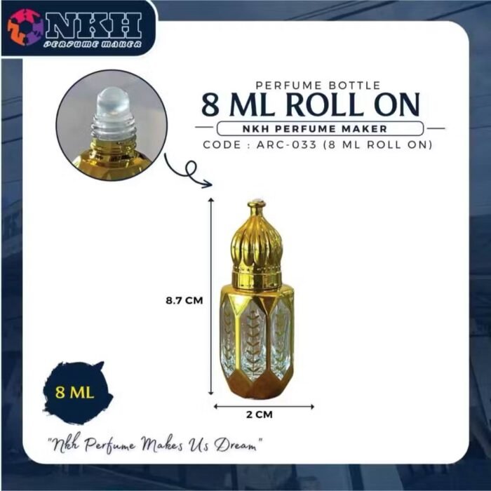 EMPTY BOTTLE FRAGRANCE ARABIC ROLL ON 8ML (ARC-0033) - Image 3