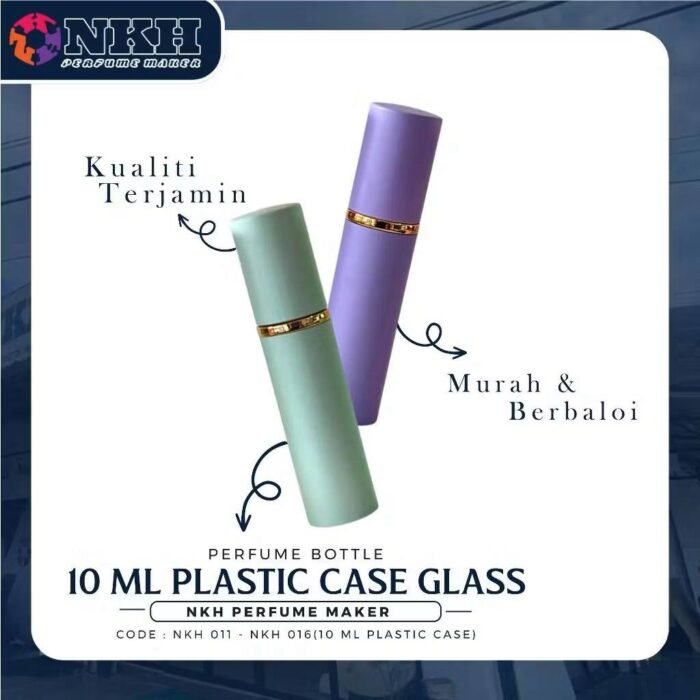 EMPTY BOTTLE FRAGRANCE PLASTIC METAL CASE 10ML (NKH 011-016) - Image 2