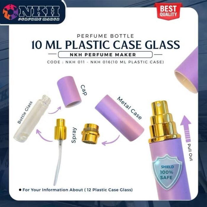 EMPTY BOTTLE FRAGRANCE PLASTIC METAL CASE 10ML (NKH 011-016) - Image 5