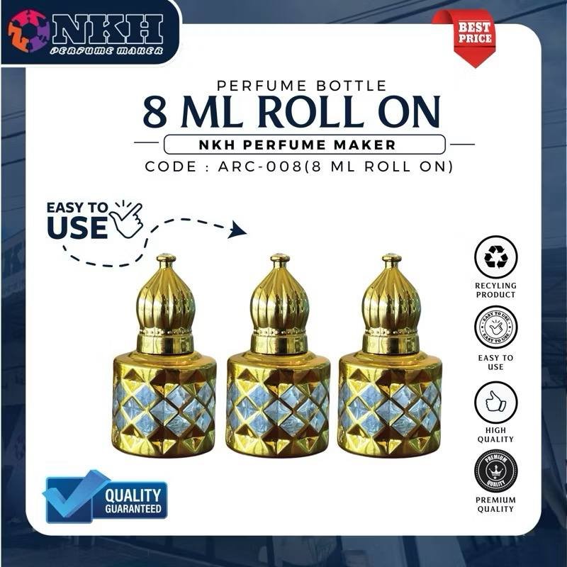 ARC-008 EMPTY BOTTLE FRAGRANCE ARABIC ROLL ON 8ML (ARC-008) - Image 1