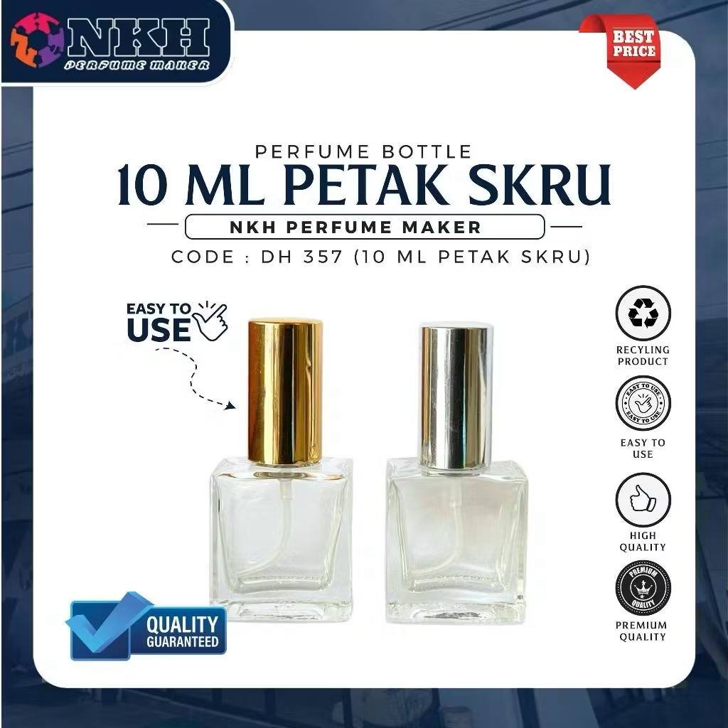 DH 537 EMPTY BOTTLE FRAGRANCE SQUARE SCREW 10ML (DH357) - Image 1