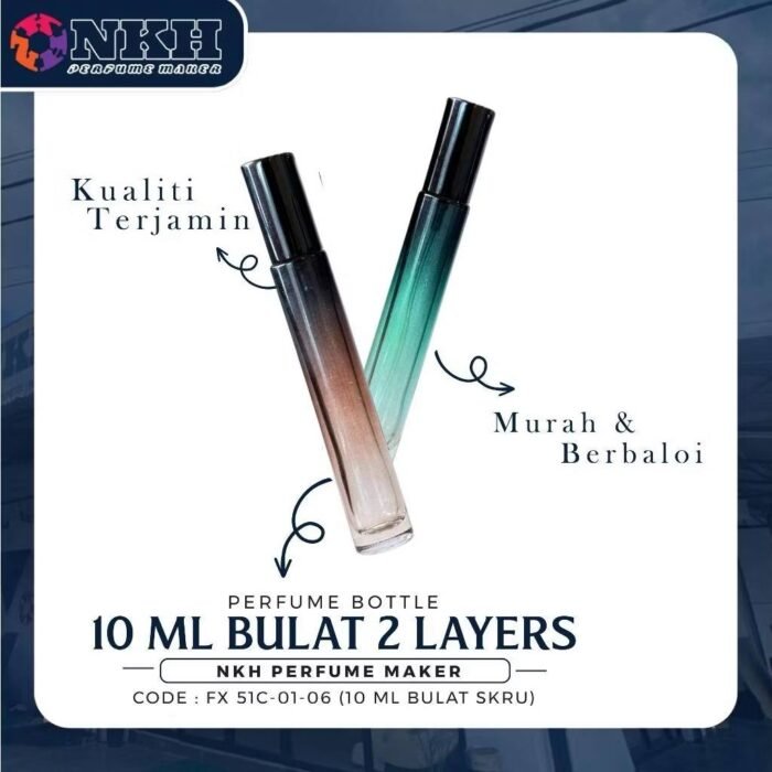 EMPTY BOTTLE FRAGRANCE LONG ROUND 2 TONE SCREW 10ML (FX 51C 01-06) - Image 2