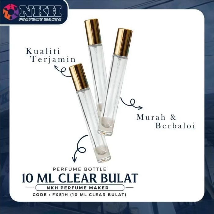 EMPTY BOTTLE FRANGRACE LONG ROUND SCREW 10ML (FX51H) - Image 2