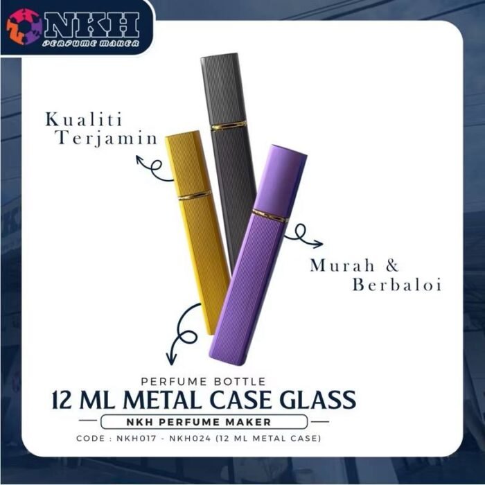EMPTY BOTTLE FRAGRANCE METAL CASE GLASS 12ML (NKH017-024) - Image 2