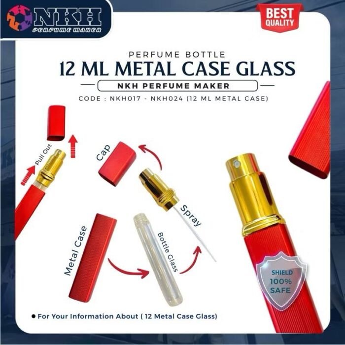 EMPTY BOTTLE FRAGRANCE METAL CASE GLASS 12ML (NKH017-024) - Image 5