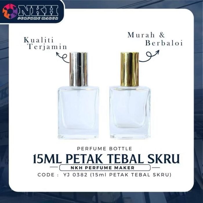 EMPTY BOTTLE FRAGRANCE SQUARE SPRAY SCREW 15ML (YJ 0382) - Image 2