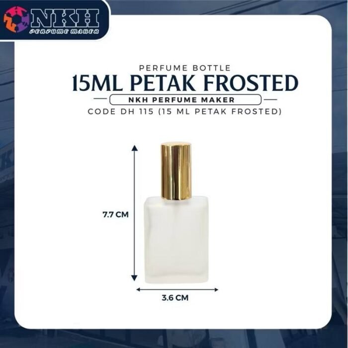 EMPTY BOTTLE FRAGRANCE SQUARE FROSTED SCREW 15ML (DH115) - Image 3