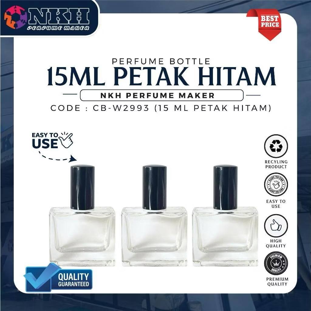 CB-W2993 EMPTY BOTTLE FRAGRANCE BLACK CAP SPRAY PRESS 15ML (CB-W2993) - Image 1