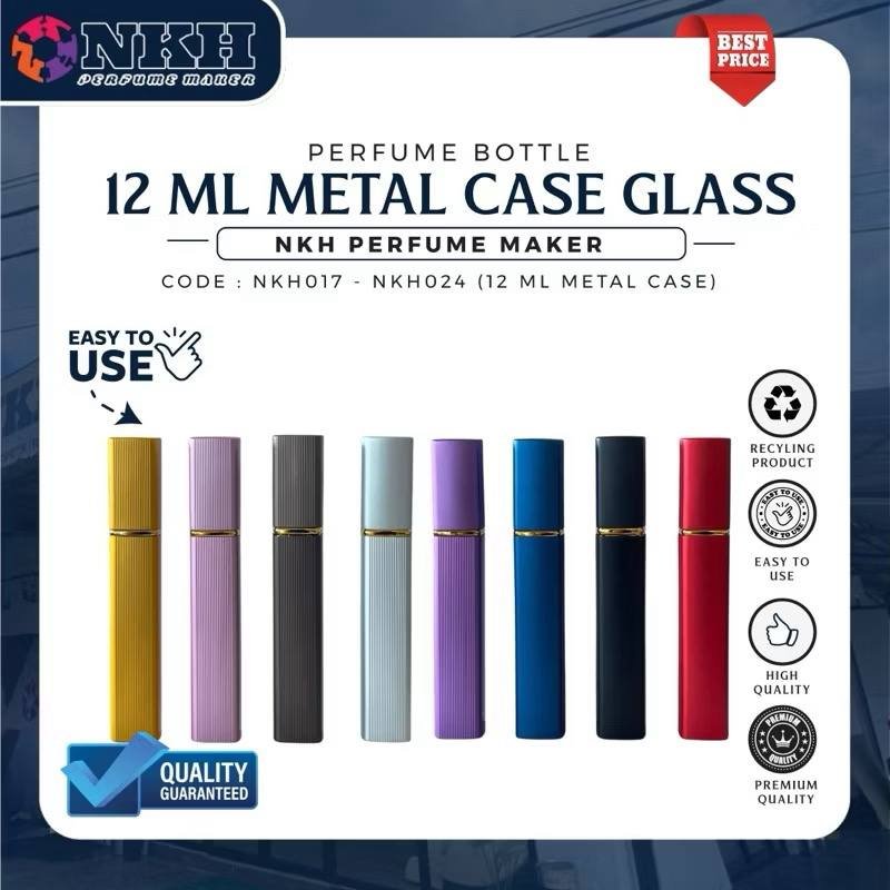 NKH017-024 EMPTY BOTTLE FRAGRANCE METAL CASE GLASS 12ML (NKH017-024) - Image 1