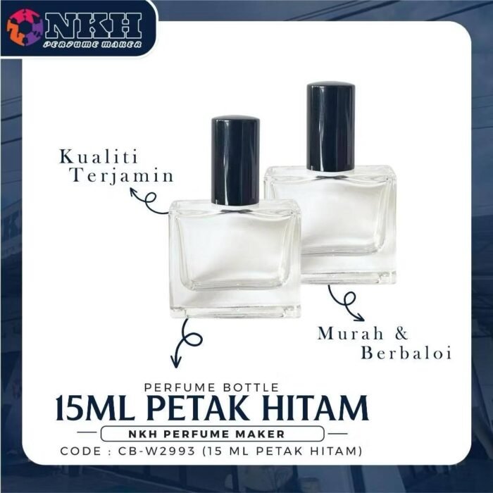 EMPTY BOTTLE FRAGRANCE BLACK CAP SPRAY PRESS 15ML (CB-W2993) - Image 3