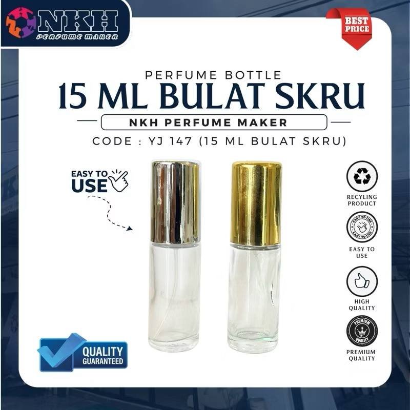 YJ 147 EMPTY BOTTLE FRAGRANCE CIRCLE SPRAY SCREW 15ML (YJ 147) - Image 1