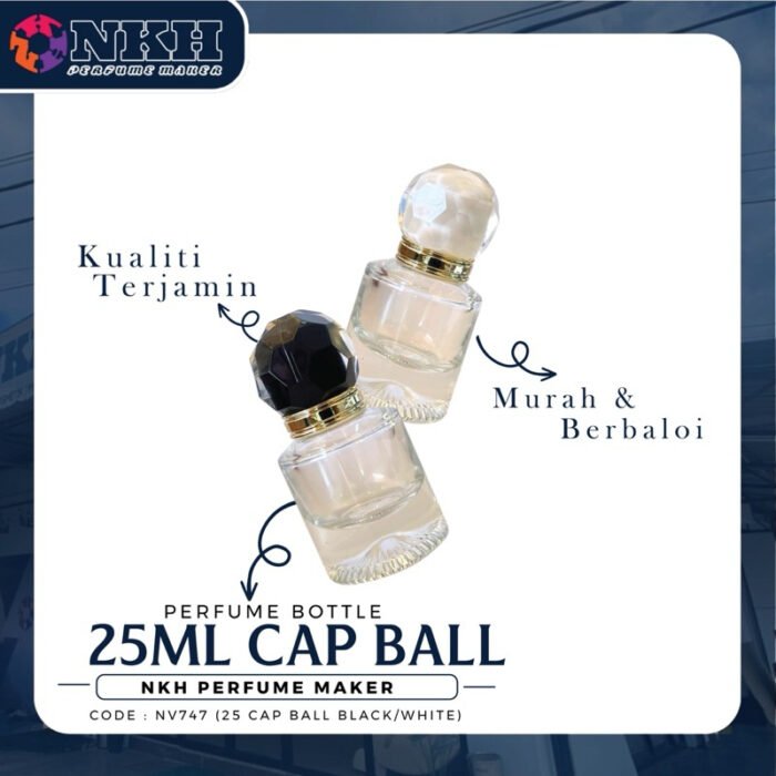EMPTY BOTTLE FRAGRANCE 25ML CIRCLE CAP BALL PRESS ( NKH 747 ) - Image 2
