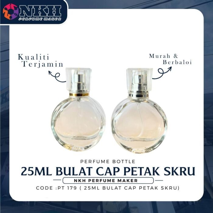 EMPTY BOTTLE FRAGRANCE 25ML CIRCLE CAP SQUARE SCREW ( PT 179 ) - Image 2