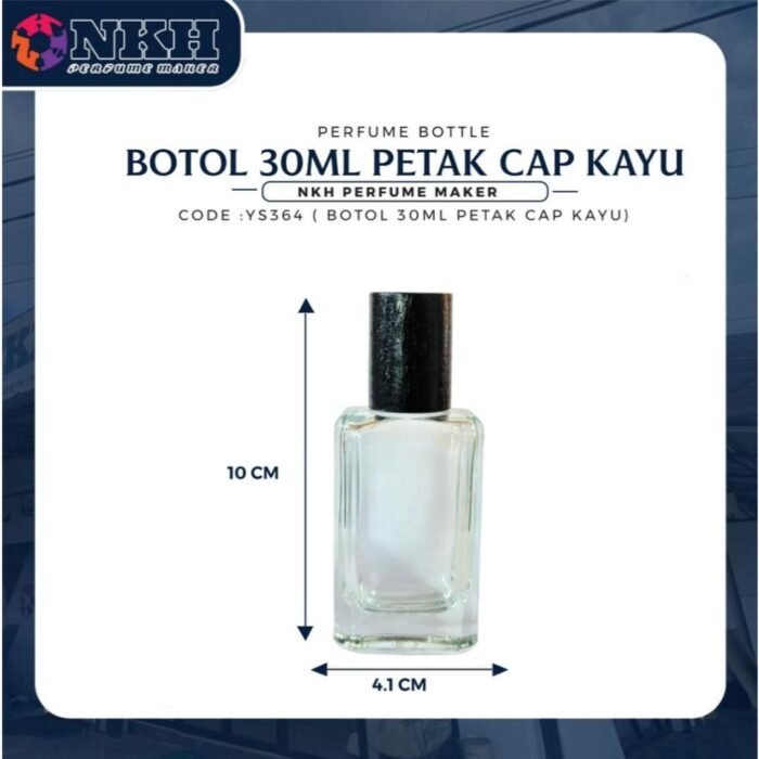 EMPTY BOTTLE FRAGRANCE 30ML SQUARE WOODEN CAP PRESS ( YS364 ) - Image 3