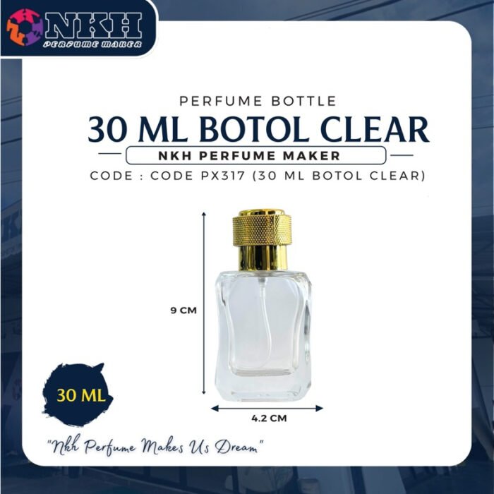 EMPTY BOTTLE FRAGRANCE 30ML TURBAN CLEAR CAP GOLD SCREW ( PX 317 ) - Image 3