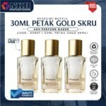 EMPTY BOTTLE FRAGRANCE 30ML SQUARE GOLD SCREW SPRAY ( S3897 )