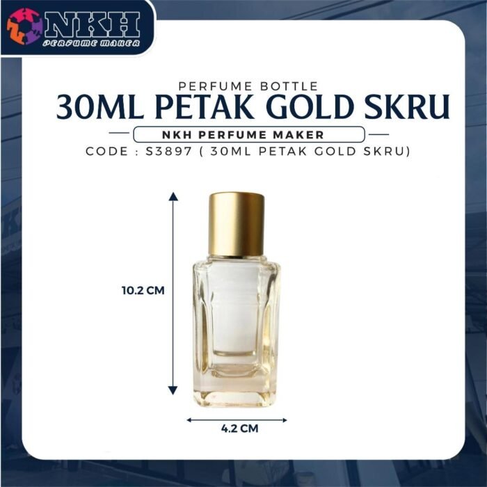 EMPTY BOTTLE FRAGRANCE 30ML SQUARE GOLD SCREW SPRAY ( S3897 ) - Image 3