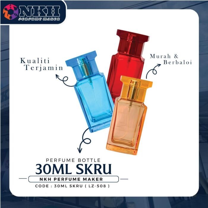 EMPTY BOTTLE FRAGRANCE 30ML SLIM SQUARE SCREW ( LZ-508 ) - Image 2