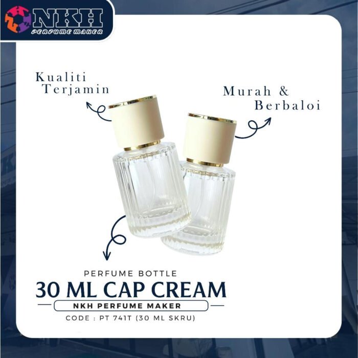 EMPTY BOTTLE FRAGRANCE 30ML CIRCLE CAP CREAM SCREW ( PT 741T ) - Image 2