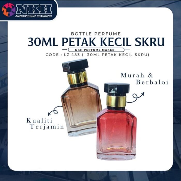 EMPTY BOTTLE FRAGRANCE 30ML MINI SQUARE SCREW ( LZ 483 ) - Image 2
