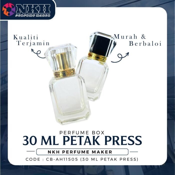 EMPTY BOTTLE FRAGRANCE 30ML SQUARE EPI CLEAR PRESS ( CB-AH1505  ) - Image 2