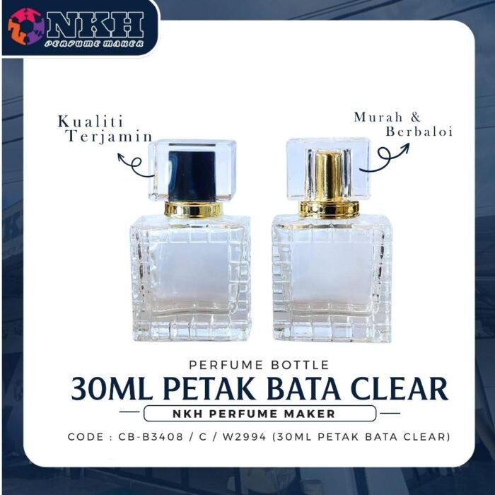 EMPTY BOTTLE FRAGRANCE 30ML SQUARE BRICK CLEAR PRESS ( CB-B3408/C / W2994 ) - Image 2