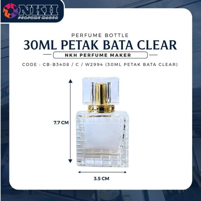 EMPTY BOTTLE FRAGRANCE 30ML SQUARE BRICK CLEAR PRESS ( CB-B3408/C / W2994 ) - Image 3