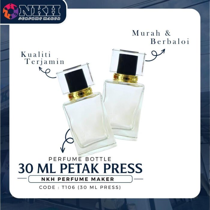 EMPTY BOTTLE FRAGRANCE 30ML SQUARE CLEAR PRESS ( T106 ) - Image 2