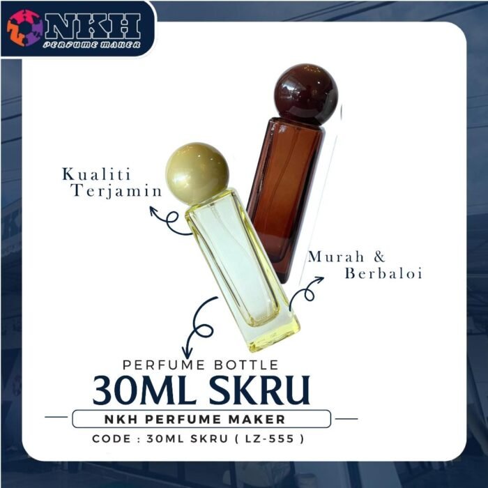 EMPTY BOTTLE FRAGRANCE 30ML LONG SQUARE BALL CAP SCREW ( LZ 555 ) - Image 2