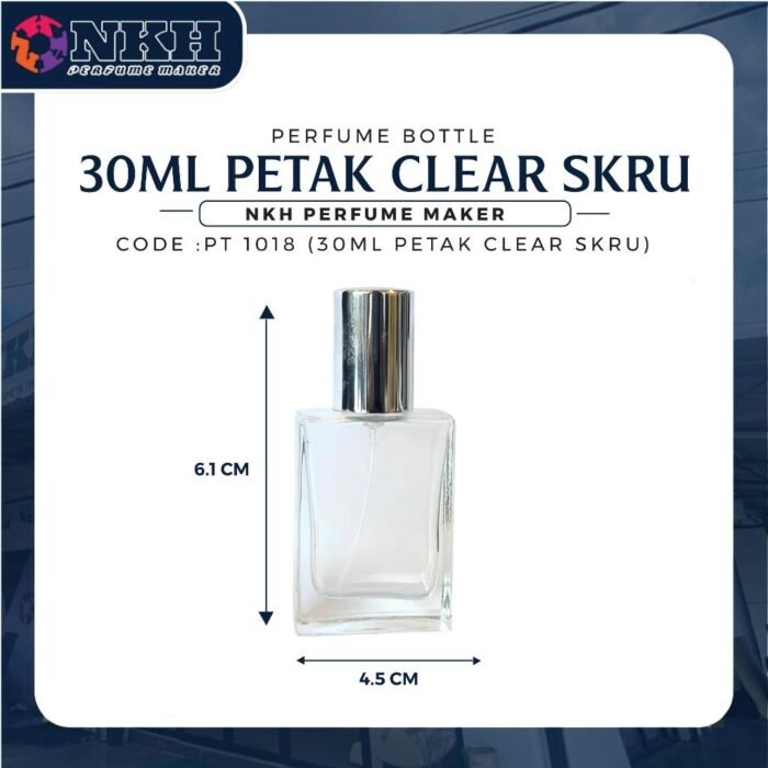 EMPTY BOTTLE FRAGRANCE 30ML CLEAR SQUARE SCREW ( PT 1018 ) - Image 3
