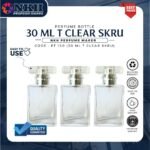 EMPTY BOTTLE FRAGRANCE 30ML CLEAR SQUARE CAP T SCREW ( PT 150 )